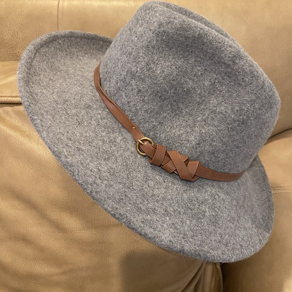Fedora Style 100% Wool Hat Altered State NWT Gray Faux Leather Hat Trim One Size
